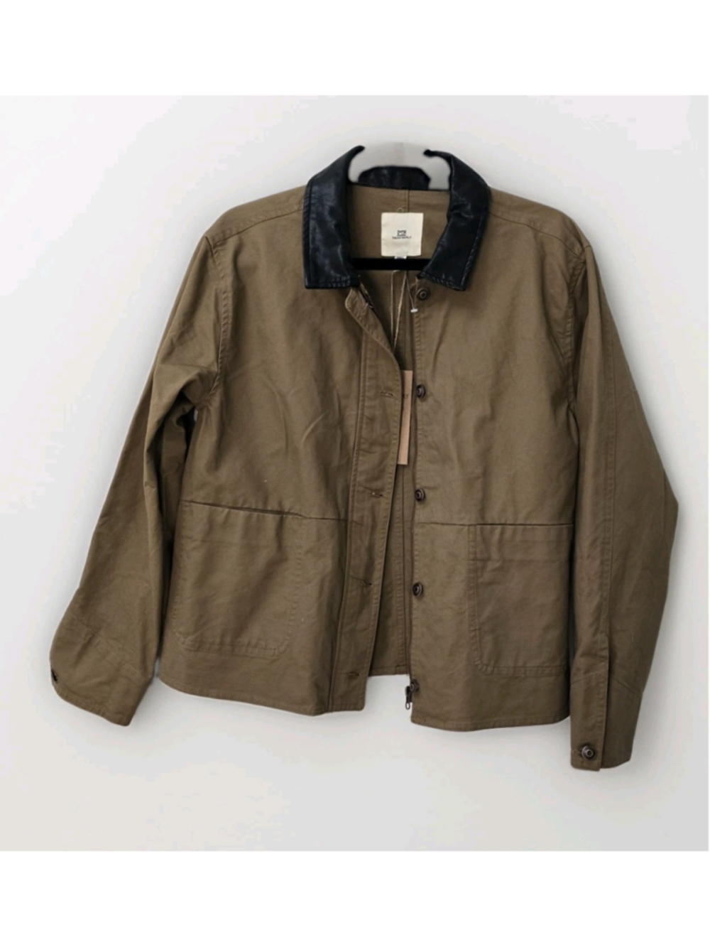 Thread & Supply Womens Canvas Utility Jacket Leather Collar Size S Workwear NWT